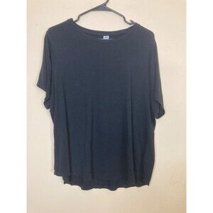 Old Navy Luxe Black Shirt Womens XL Petite Casual Goth Black Jack Crew Neck762